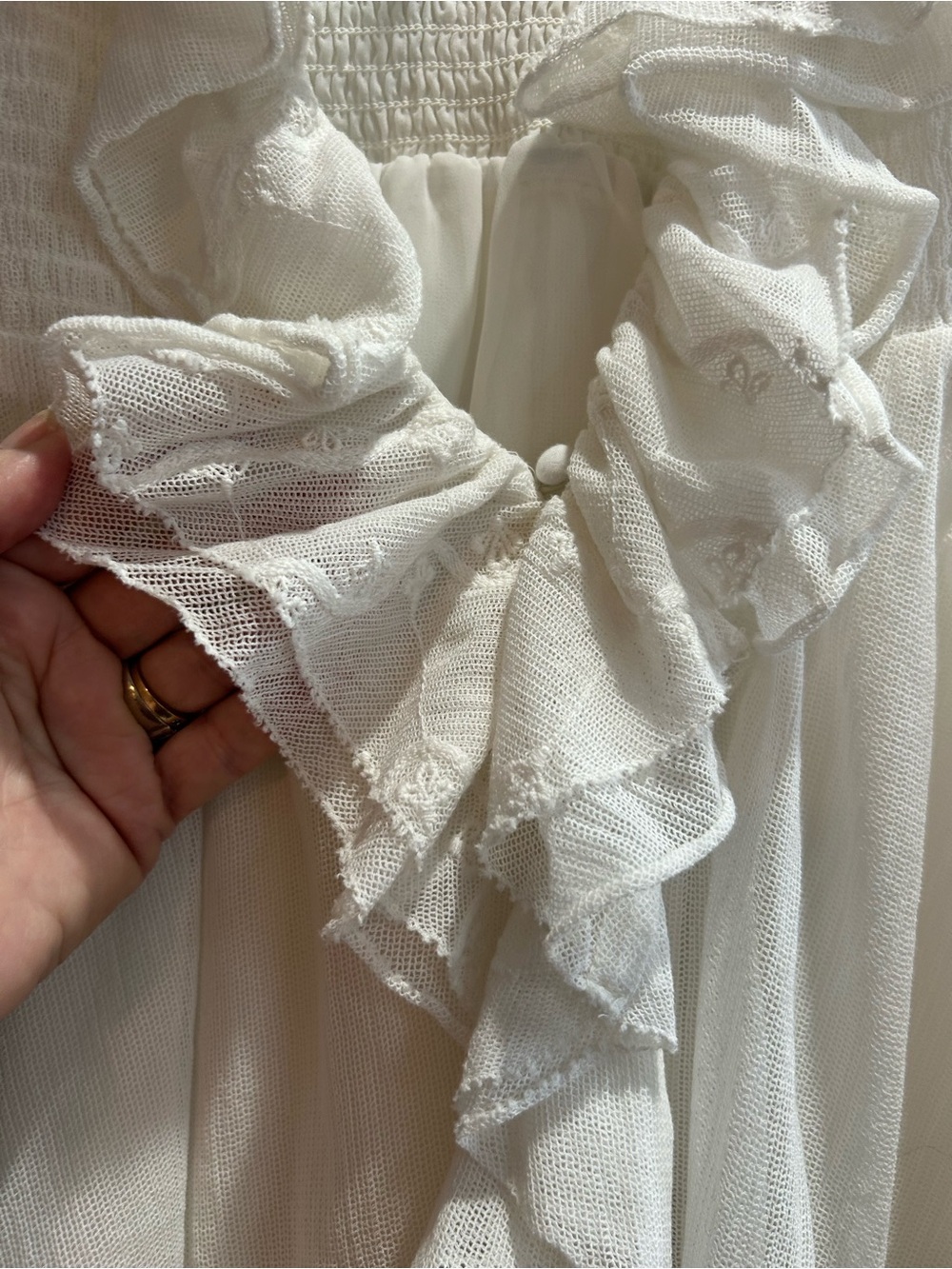 Anthropologie Ivory Ruffled Sleeveless Blouse - Picture 2 of 9